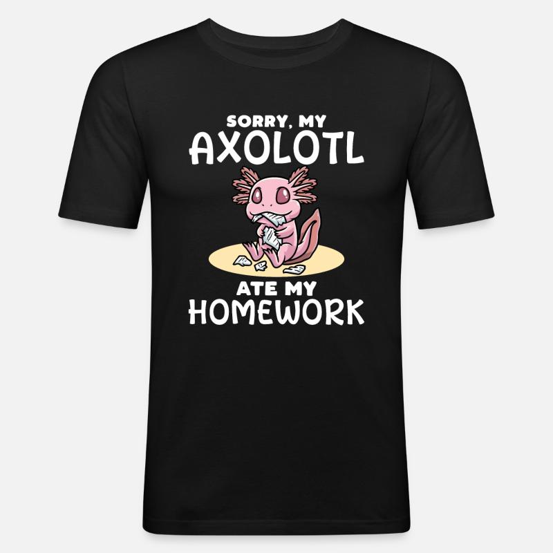 Axolotl - Männer Slim Fit T-Shirt - Schwarz
