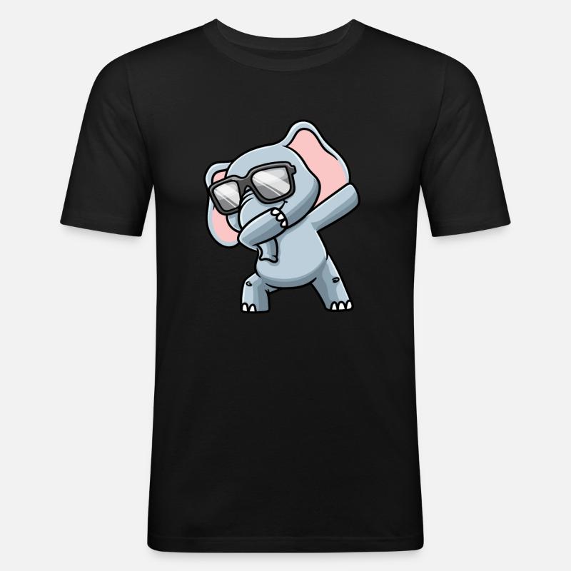 Elefant Mit Sonnenbrille Dabbing - Männer Slim Fit T-Shirt - Schwarz