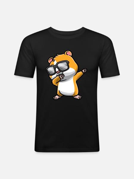 Dabbing Hamster With Sunglasses - Men's Slim Fit T-Shirt - black