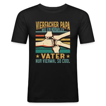 Far til fire Far Far 4 børn - Herre Slim Fit T-Shirt - sort - Foran - Nik (191cm)