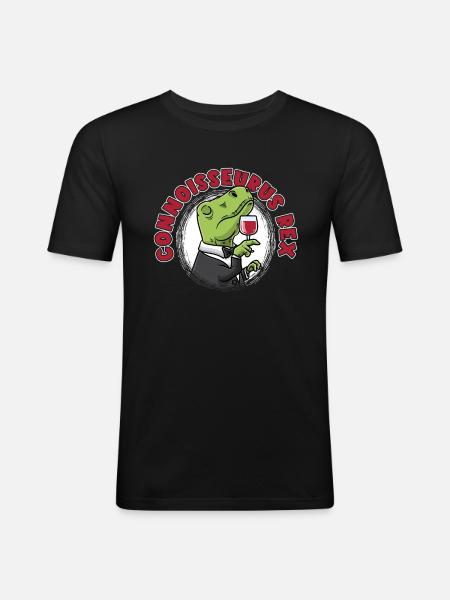 Connoisseurus Rex Winemaker Dinosaur - Men's Slim Fit T-Shirt - black