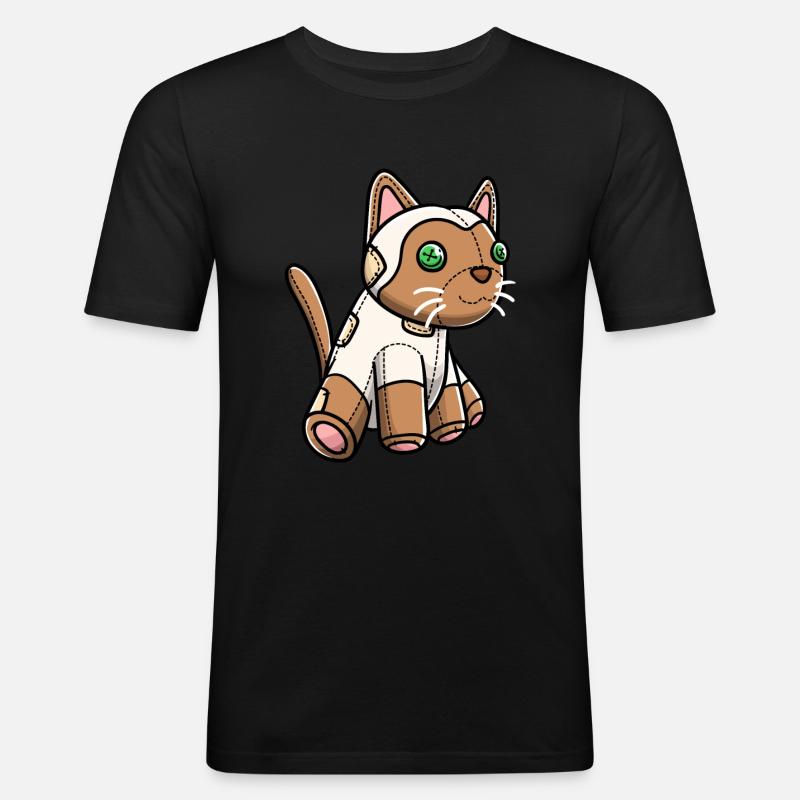 Siamkatze Katze Kuscheltier - Männer Slim Fit T-Shirt - Schwarz