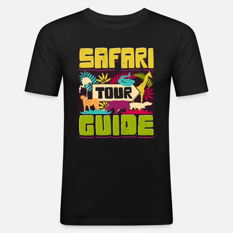 Safari Tour Guide - Männer Slim Fit T-Shirt - Schwarz