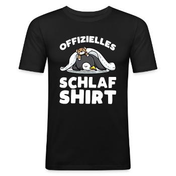 Offizielles Schlafshirt Schlafen Pinguin - Männer Slim Fit T-Shirt - Schwarz - Vorne - Nik (191cm)