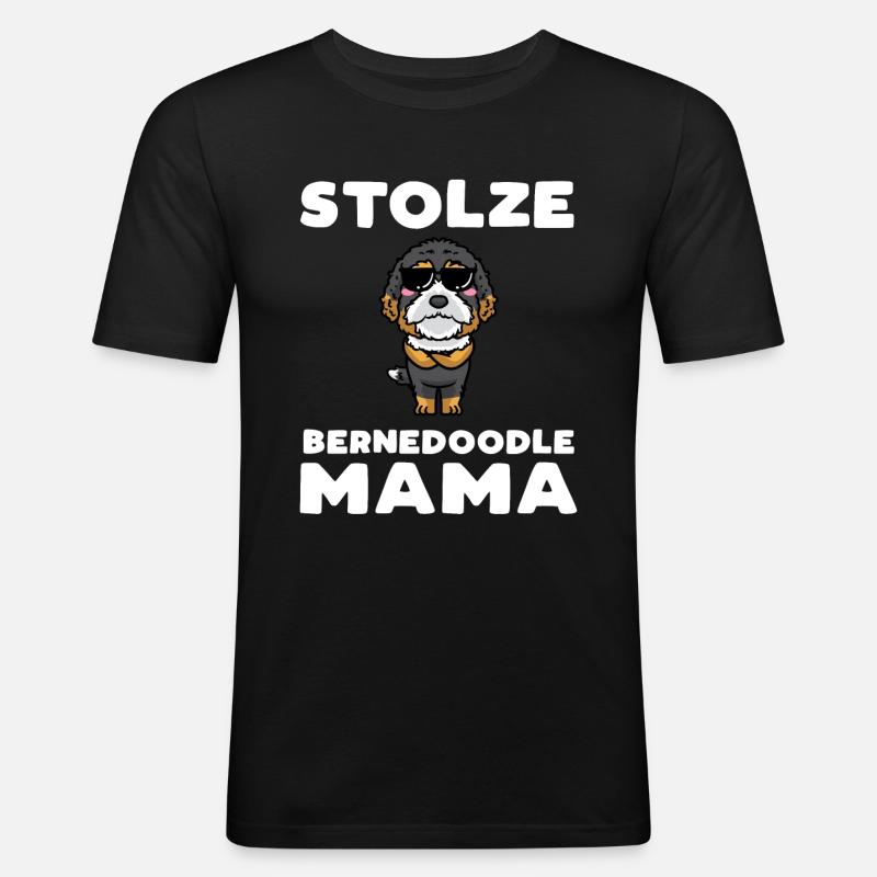 Bernedoodle Mama - Männer Slim Fit T-Shirt - Schwarz
