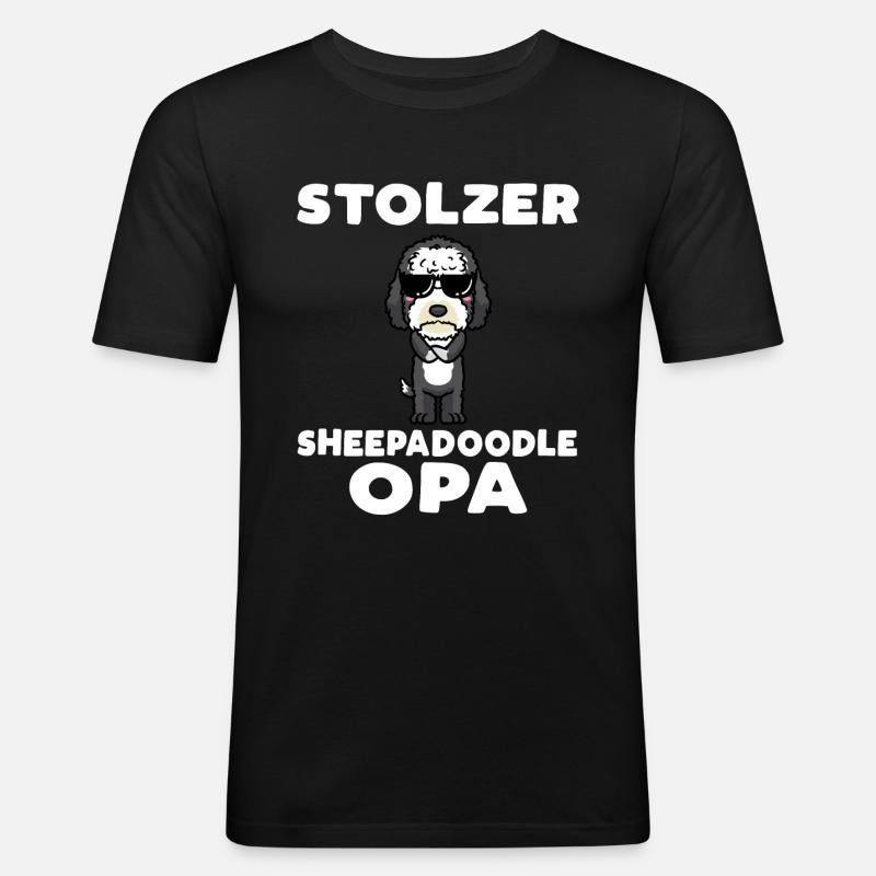 Stolzer Sheepadoodle Opa - Männer Slim Fit T-Shirt - Schwarz