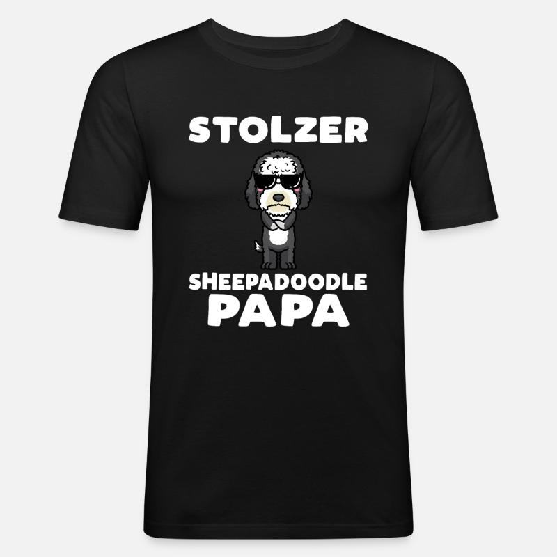 Stolzer Sheepadoodle Papa - Männer Slim Fit T-Shirt - Schwarz