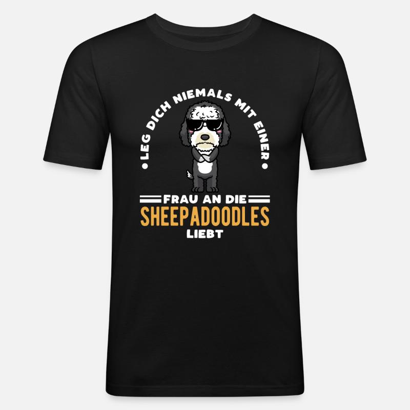 Sheepadoodle Hund - Männer Slim Fit T-Shirt - Schwarz