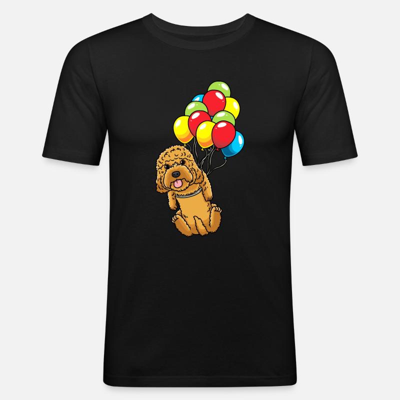 Cockapoo Hund Mit Luftballons - Männer Slim Fit T-Shirt - Schwarz