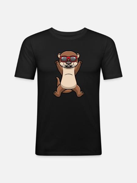 Dancing otter with sunglasses - Men's Slim Fit T-Shirt - black