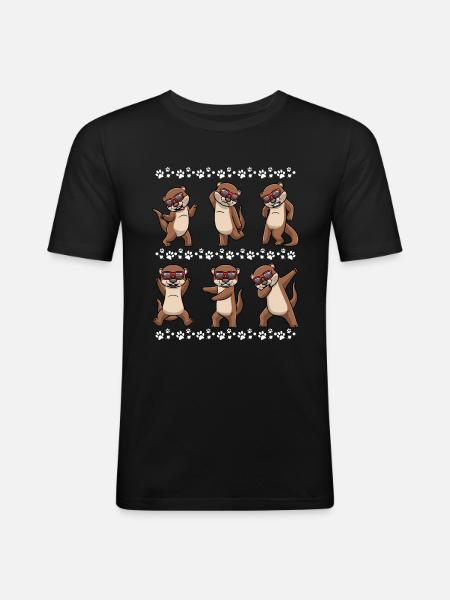 Dancing otter with sunglasses - Men's Slim Fit T-Shirt - black