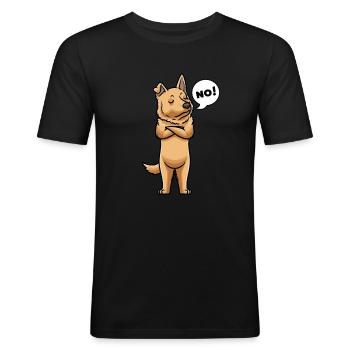 Perro Pastor Vasco Hund Baskischer Schäferhund - Männer Slim Fit T-Shirt - Schwarz - Vorne - Nik (191cm)