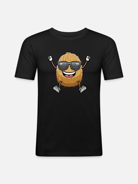 Dancing Kiwi with sunglasses - Men's Slim Fit T-Shirt - black