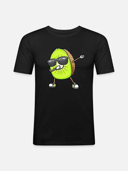 Dancing Kiwi with sunglasses - Men's Slim Fit T-Shirt - black