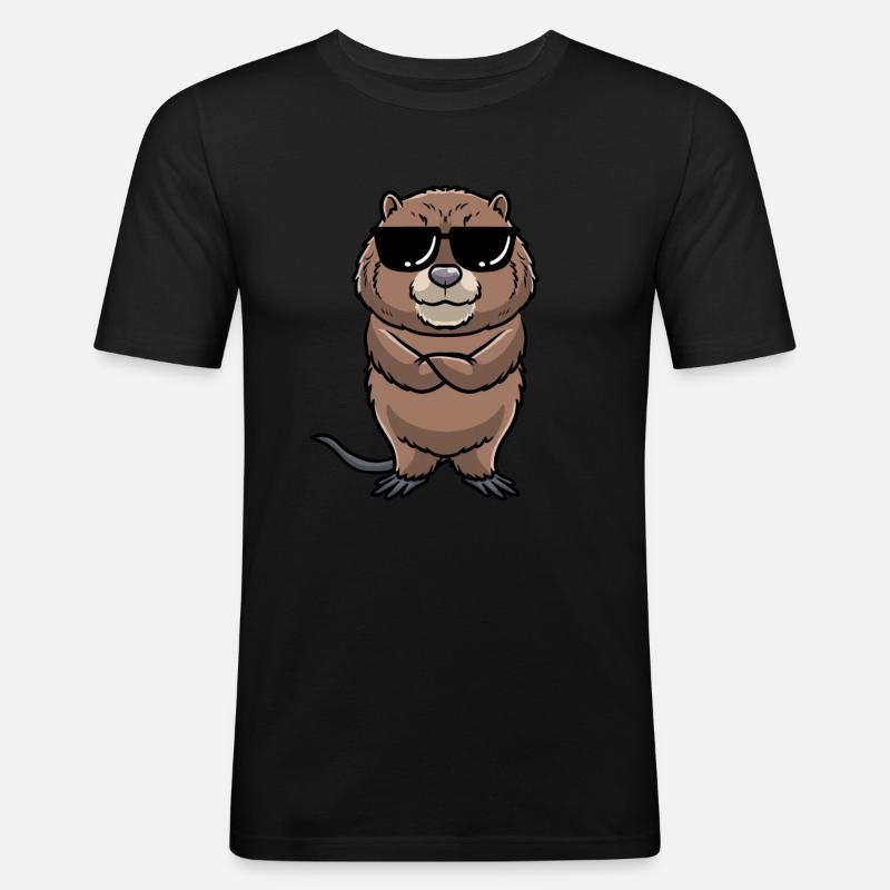 Niedliche Bisamratte - Männer Slim Fit T-Shirt - Schwarz