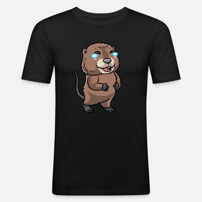 Niedliche Bisamratte - Männer Slim Fit T-Shirt - Schwarz
