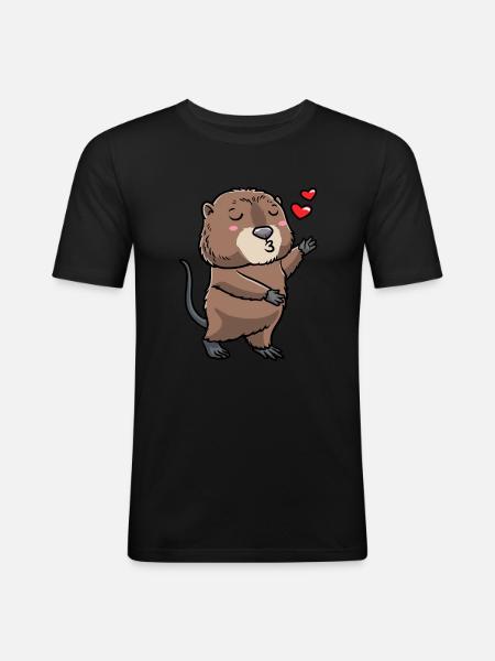 Cute muskrat - Men's Slim Fit T-Shirt - black
