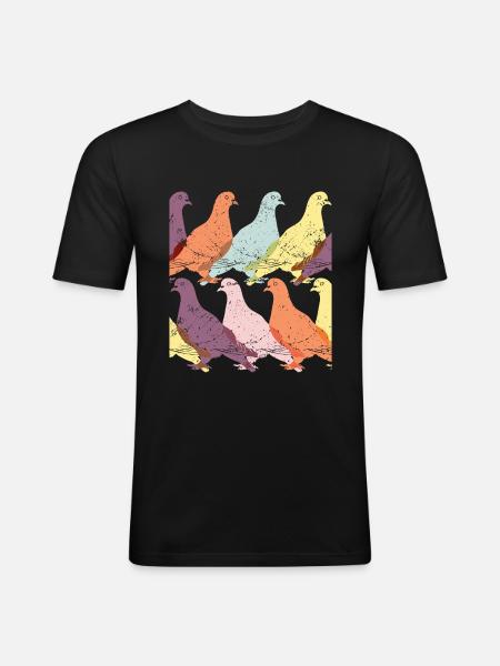 Taube Vogel Columbidae Tauben - Männer Slim Fit T-Shirt - Schwarz