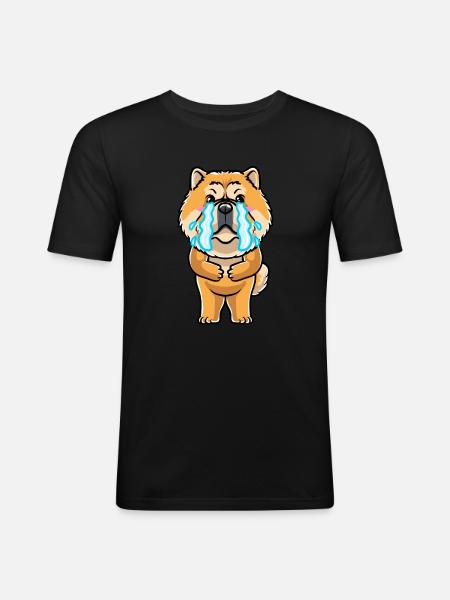 Chow-chow-hund-emoticon - Männer Slim Fit T-Shirt - Schwarz