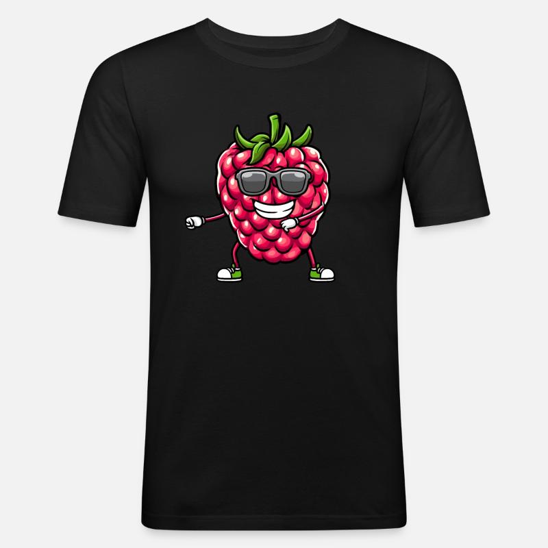 Berry Dancing Raspberries Fruit - Men's Slim Fit T-Shirt - black