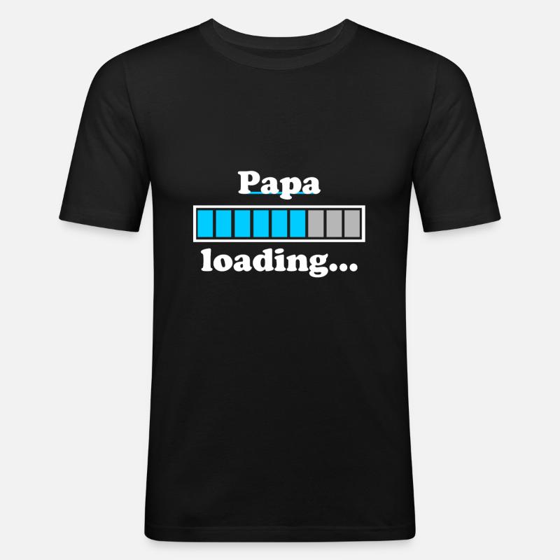 Papa loading... - Männer Slim Fit T-Shirt - Schwarz