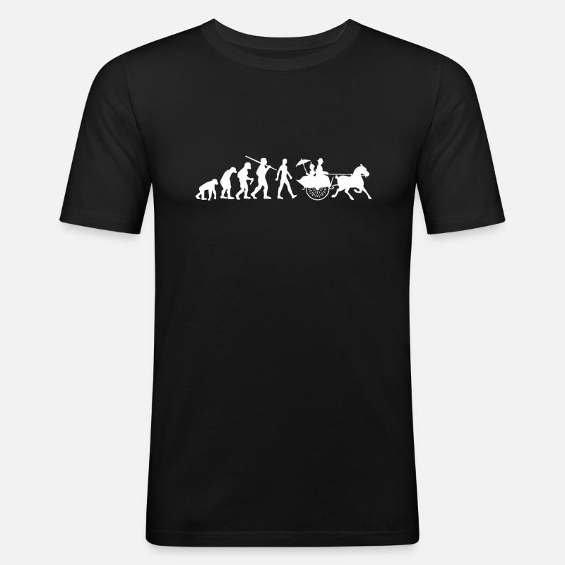 Kutsche Evolution Kutscher - Männer Slim Fit T-Shirt - Schwarz