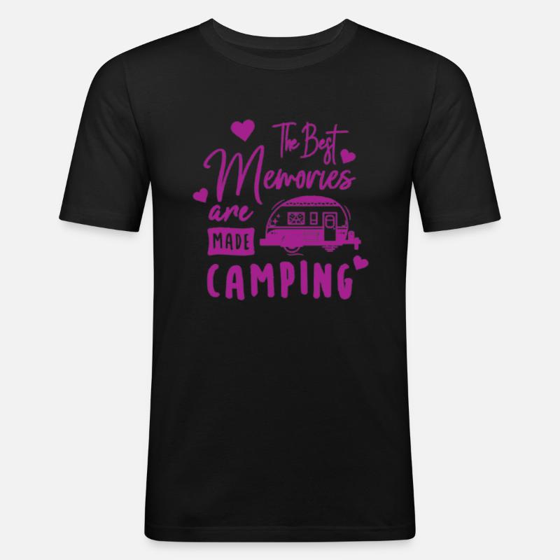 Camping Erinnerungen Wandershirt - Männer Slim Fit T-Shirt - Schwarz
