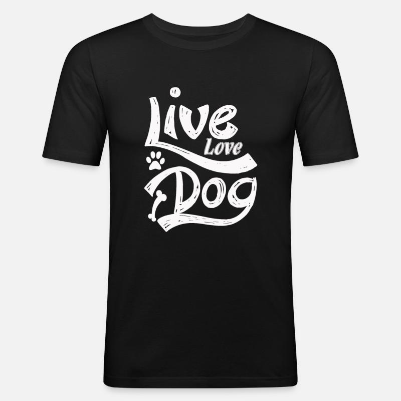 Leben Liebe Hunde - Männer Slim Fit T-Shirt - Schwarz