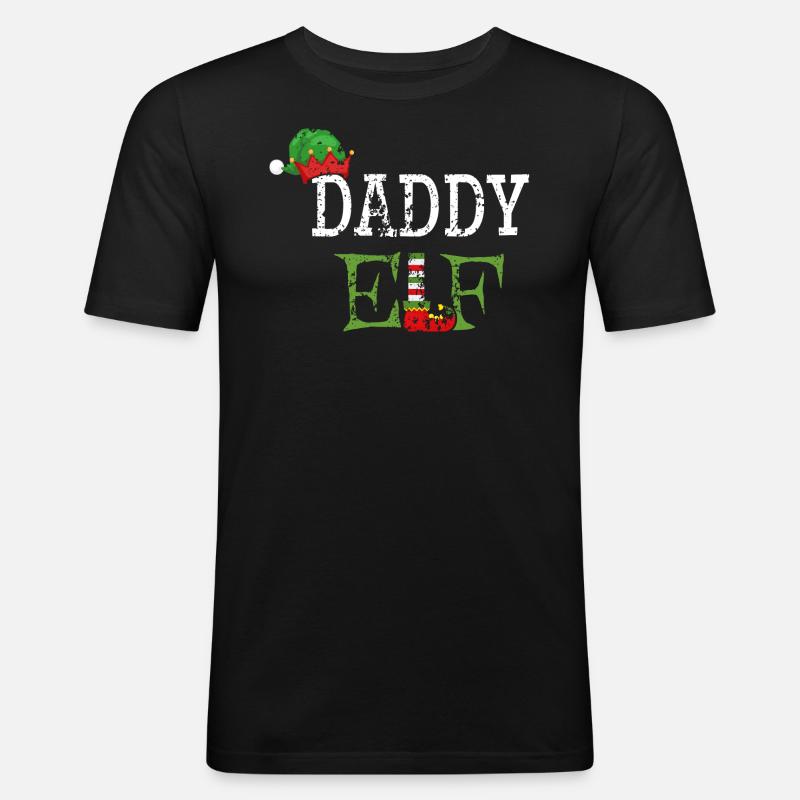 Daddy Elf - Papa der Weihnachts-Elf - Männer Slim Fit T-Shirt - Schwarz