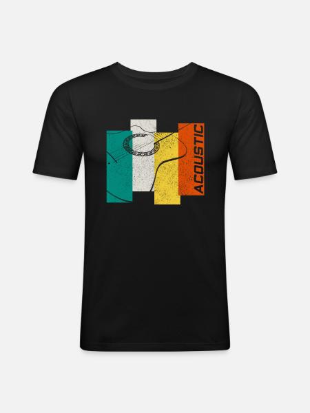 Akustik Gitarre - Männer Slim Fit T-Shirt - Schwarz