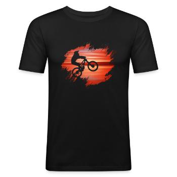 Mountainbike - Männer Slim Fit T-Shirt - Schwarz - Vorne - Nik (191cm)