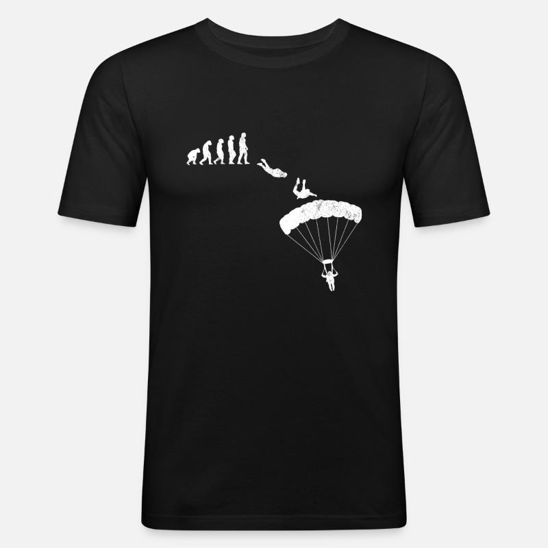 Évolution du parachutisme - T-shirt près du corps Homme - noir
