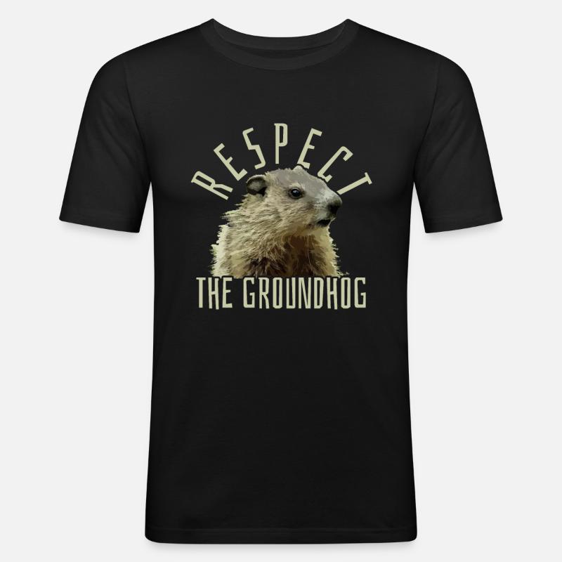 Murmeltier - Männer Slim Fit T-Shirt - Schwarz