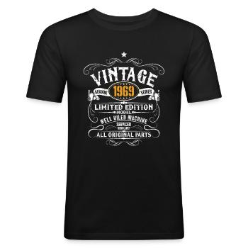 50. Geburtstag - Vintage 1969 50 Jahre Geschenk - Männer Slim Fit T-Shirt - Schwarz - Vorne - Nik (191cm)