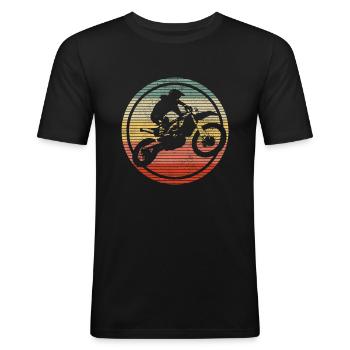 Motocross - Vintage Motorrad Enduro Geschenk - Männer Slim Fit T-Shirt - Schwarz - Vorne - Nik (191cm)