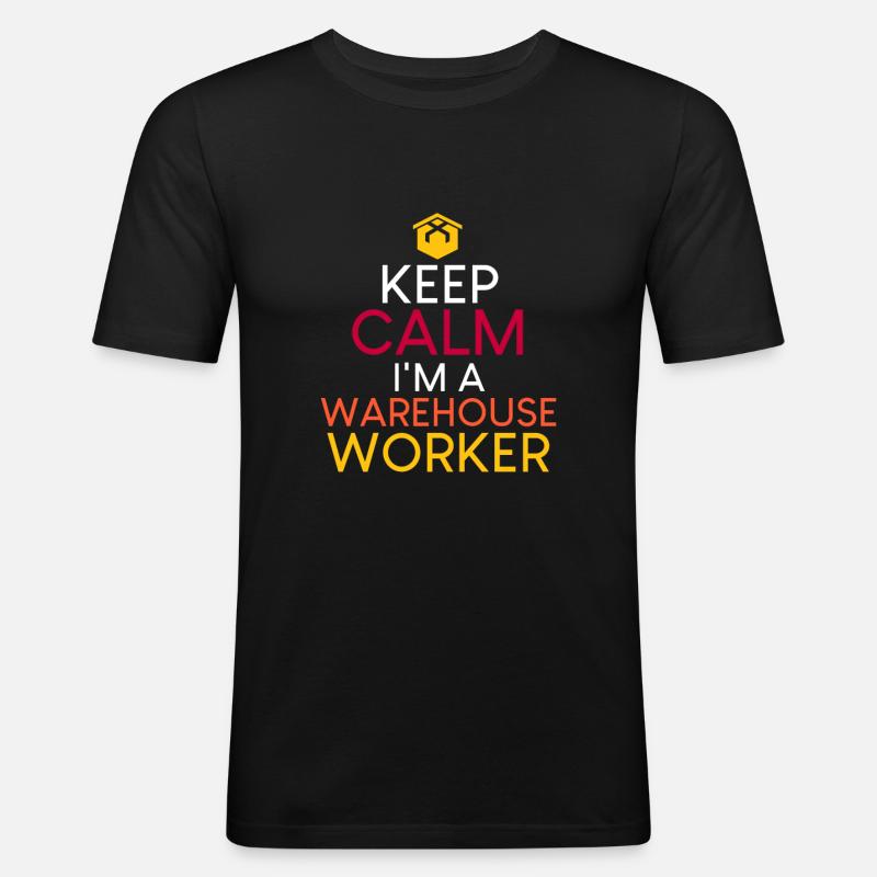 Lagerarbeiter Spruch - Männer Slim Fit T-Shirt - Schwarz