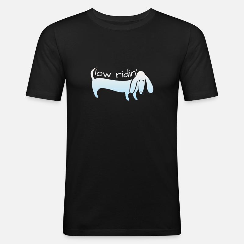 Dackel - Männer Slim Fit T-Shirt - Schwarz