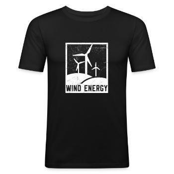 Énergie éolienne - T-shirt près du corps Homme - noir - Devant - Nik (191cm)