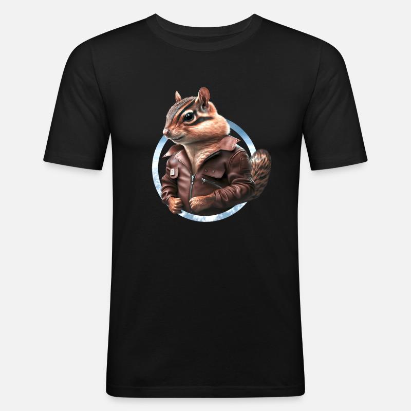 Chipmunks Captain Leather Jacket Pilot - T-shirt près du corps Homme - noir