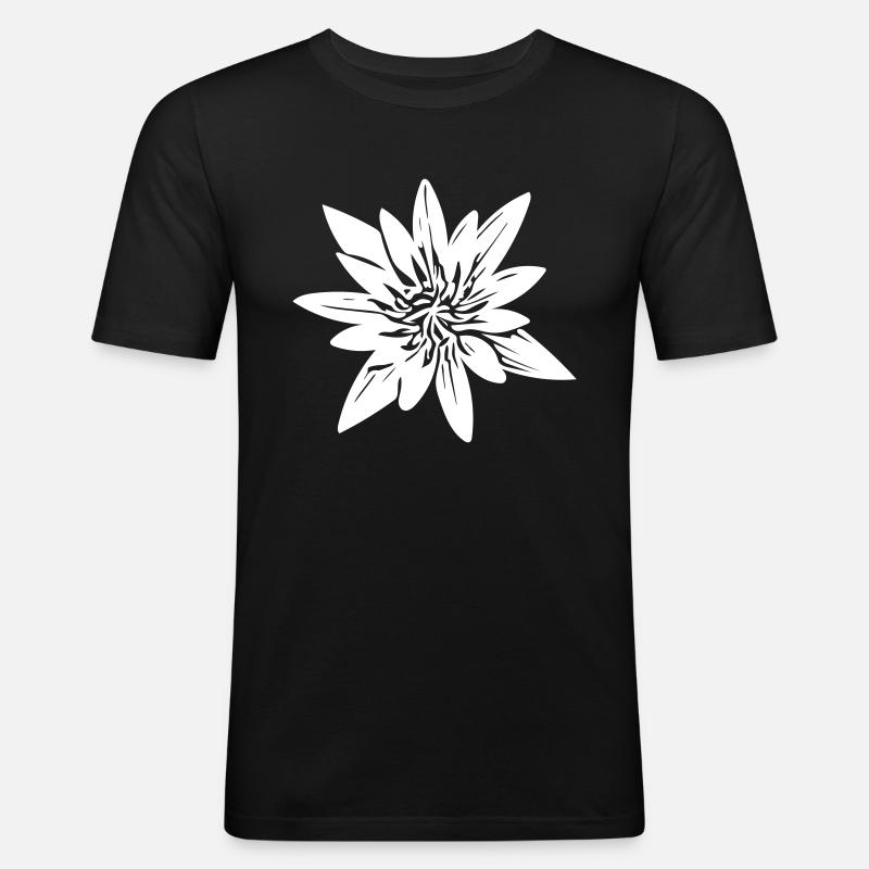 Blume - Männer Slim Fit T-Shirt - Schwarz