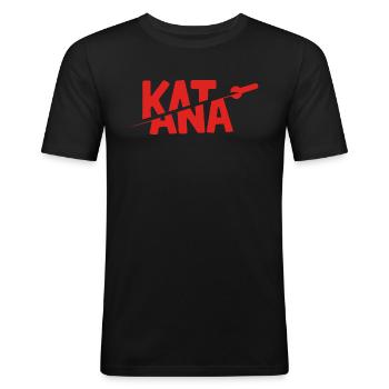 Katana - Männer Slim Fit T-Shirt - Schwarz - Vorne - Nik (191cm)