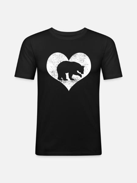 Herz Baer - Männer Slim Fit T-Shirt - Schwarz