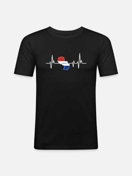 Heartbeat Design Paraguayan Flag Paraguay - Men's Slim Fit T-Shirt - black