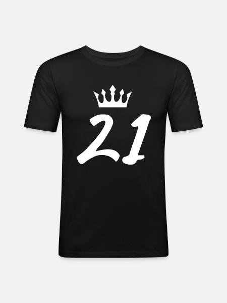 21 Number crown - Men's Slim Fit T-Shirt - black