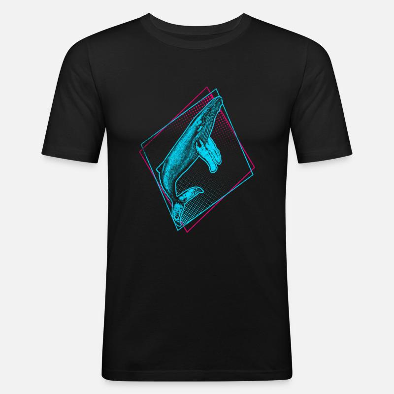 Buckelwal - Männer Slim Fit T-Shirt - Schwarz