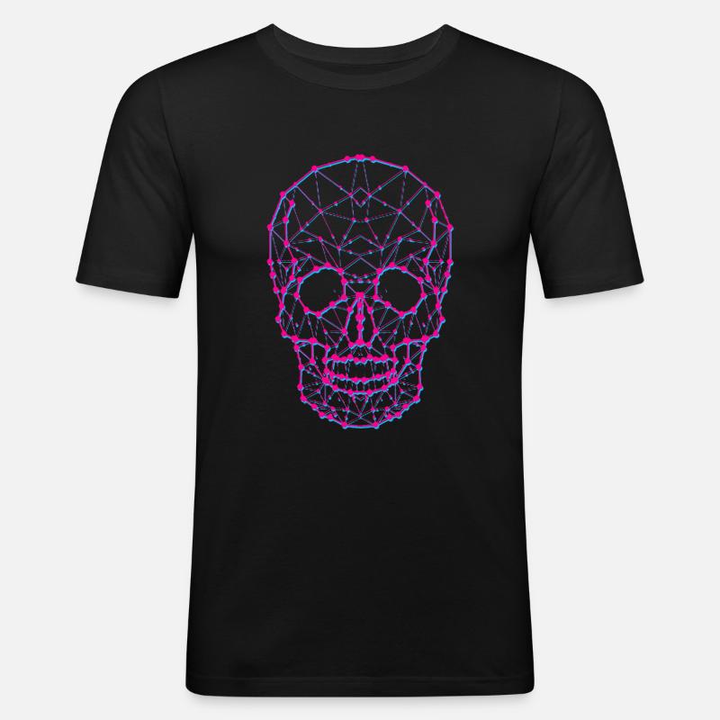 Polygon Schädel - Männer Slim Fit T-Shirt - Schwarz