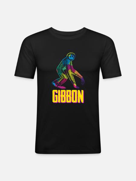 Singe gibbon - T-shirt près du corps Homme - noir
