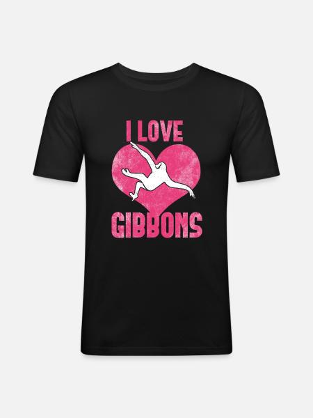 Ich liebe Gibbons - Männer Slim Fit T-Shirt - Schwarz
