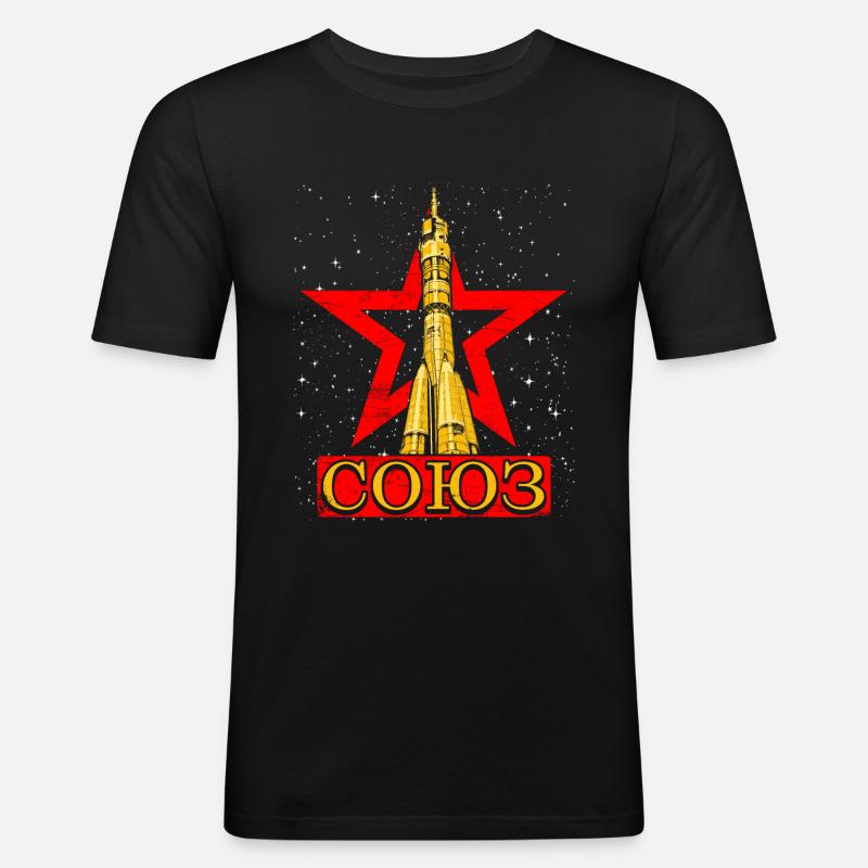 Soviet Soyuz rocket - Men's Slim Fit T-Shirt - black