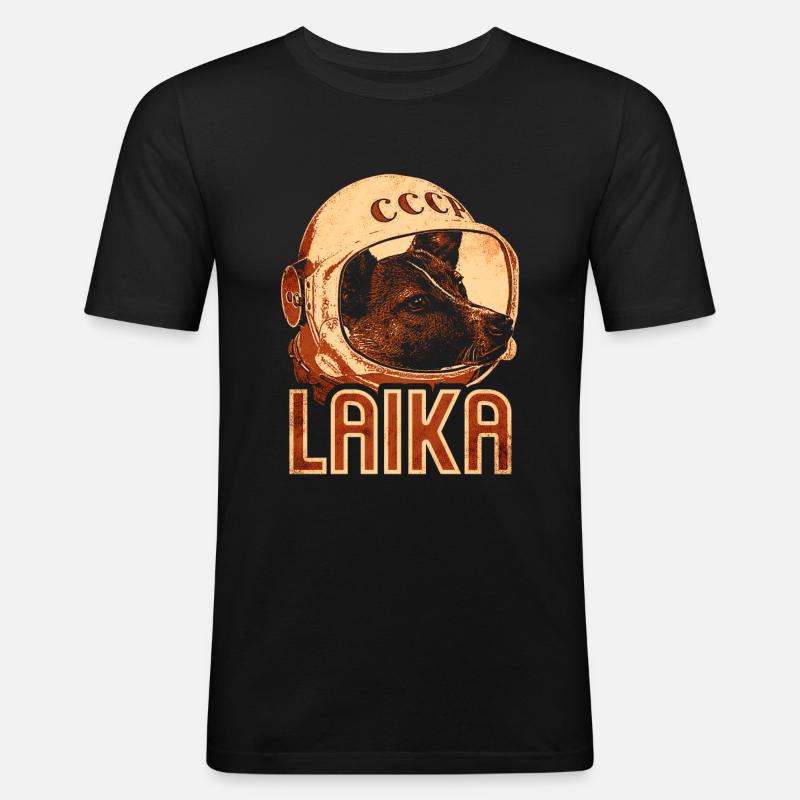 Laika Space Dog - Maglietta aderente da uomo - nero